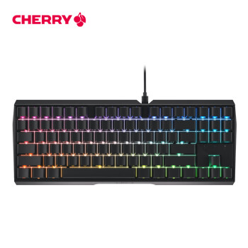 CHERRY樱桃 MX3.0S TKL 机械键盘 G80-3877LWAEU-2 RGB灯效 游戏键盘 有线键盘机械  黑色 轻音红轴