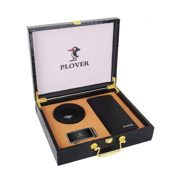 PLOVER 香港啄木鸟 长款钱夹皮带两件套木质皮盒包装GD820053-2GA