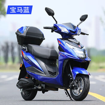 2022新款电动车电瓶车60v72v双人男女外卖踏板电动摩托车尾箱款宝马蓝