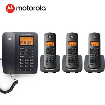 摩托罗拉（Motorola）数字无绳电话机 无线座机 子母机一拖三 办公家用 免提 来电显示 低辐射)C4200C（黑色）