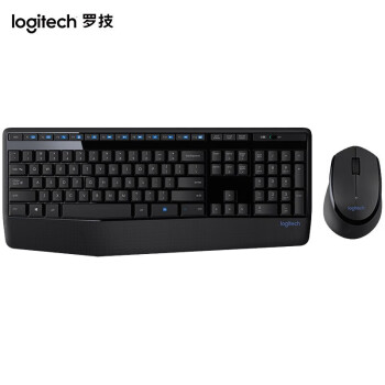 罗技（Logitech）无线键鼠套装 全尺寸键盘带手托手感舒适连接办公鼠标笔记本台式机通用电脑办公家用 MK345 黑色