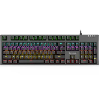 联想（Lenovo） K104 有线机械键盘 RGB光效 适用拯救者R9000P/Y7000 游戏电竞办公键盘 104键 吃鸡键盘 黑色红轴