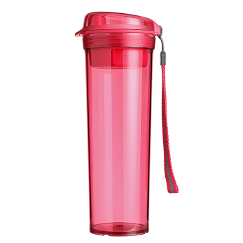 特百惠（Tupperware）晶彩MAX塑料杯 男女学生夏季大容量运动水杯子带滤格 宝石红600ML