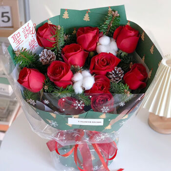 花递鲜花速递圣诞节平安夜红玫瑰花束生日礼物送女友同城配送|dye64