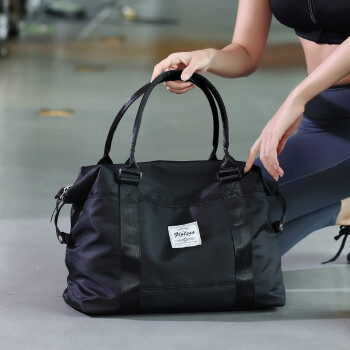 Landcase手提旅行包女大容量运动健身包女短途出差行李包袋 4093黑色大号