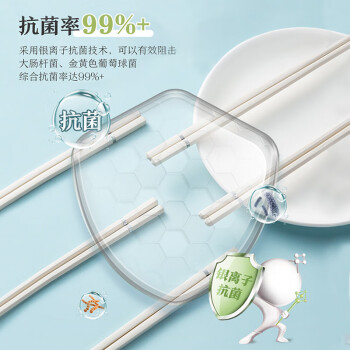 双枪（Suncha）抗菌合金筷 家用高档餐具套装 高颜值四角银环分餐筷子 10双