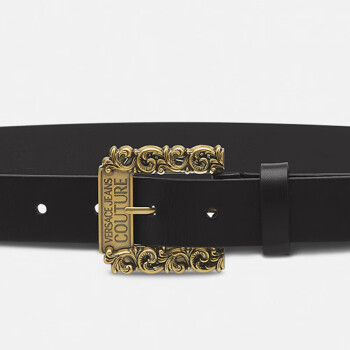 范思哲Versace Jeans Couture男士Couture 01针扣腰带皮带 黑色 100礼物