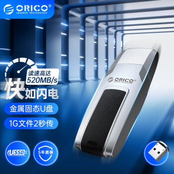 奥睿科（ORICO） 固态U盘SSD USB3.2/Type-C学生办公电脑高速快闪优盘 【固态U盘】铝合金/USB3.2接口 【256GB】