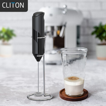CLITON电动打奶泡器咖啡奶泡机家用牛奶打泡器带铁架放置手持迷你搅拌器