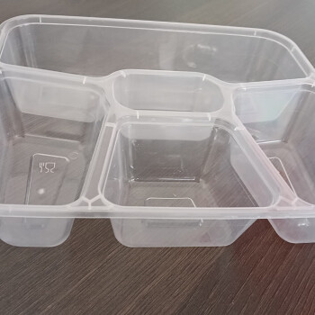通源一次性透明快餐盒分体五格150套/箱