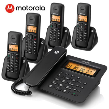 摩托罗拉（Motorola）数字无绳电话机 无线座机 子母机一拖四办公 双免提号C2601(黑色)
