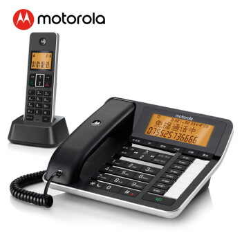 MOTOROLA摩托罗拉 录音电话机子母机 无绳无线座机固定电话16G 钢琴烤漆语音报号办公家用电话 C7501RC RH.