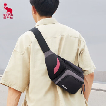 爱华仕（OIWAS）斜挎包男胸包大容量单肩包户外运动包功能腰包手机包