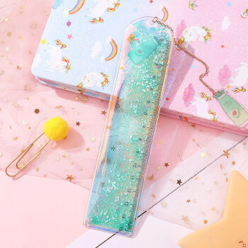 流沙尺子可爱创意少女尺子套装多功能樱花少女心软尺子学生文具15cm