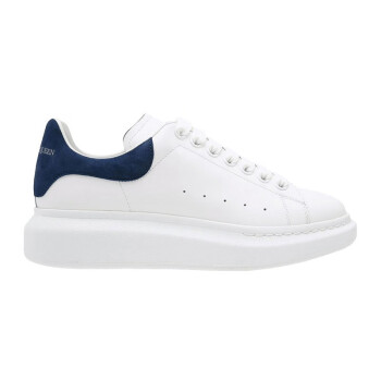 亚历山大麦昆（Alexander McQueen） 男士系带小白鞋阔型休闲运动鞋 白色/巴黎蓝 43.5 