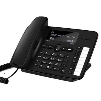 飞利浦 录音电话机 固定座机 办公家用 自动 手动录音 可存1000组中文电话本 机身35度倾角 CORD395 黑色