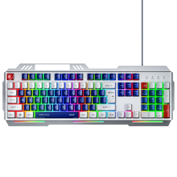 英菲克（INPHIC）K9游戏键盘有线游戏发光金属面板26键无冲机甲键盘 适配于台式电脑笔记本 蓝白机甲