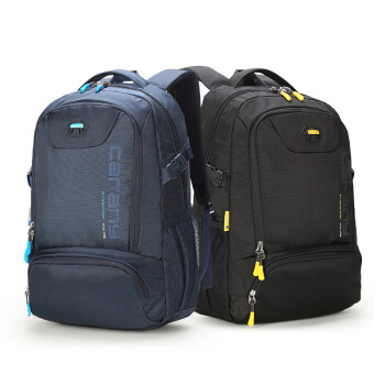 卡拉羊双肩包男女初中生高中生书包休闲旅行背包17英寸大容量电脑包CX5566黑色