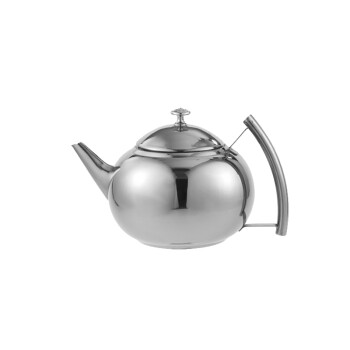 Homeglen 餐厅加厚不锈钢小茶壶饭店专用茶水壶带滤网泡茶壶 银色明珠壶2L