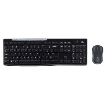 罗技 无线键盘鼠标套装电脑笔记本台式机无线鼠标无线键盘键鼠套装 MK270（黑色）