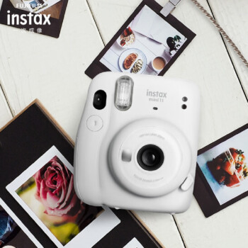 富士instax立拍立得 一次成像相机 mini11 冰晶白 含mini11专属配件盒 + 20张白边相纸