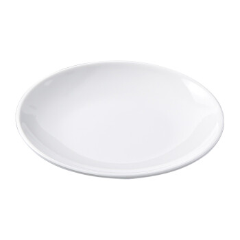 扬格 圆形密胺餐盘9英寸浅式盘白色仿瓷盘圆盘餐厅快餐自助餐盘11个装
