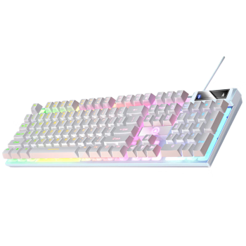银雕(YINDIAO) K500键盘彩包升级版 机械手感 游戏背光电竞办公 USB外接键盘 全尺寸 白色混光有线键盘