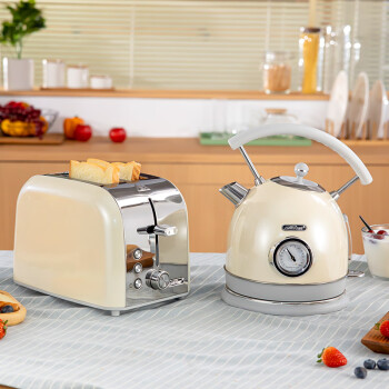 思迪乐（CiDyLo）面包机 多士炉 多功能四合一压烤面包机 YK-625 米黄色