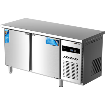 麦大厨 冷藏保鲜工作台商用厨房奶茶店吧台不锈钢大容量直冷双门操作台冰柜 MDC-B24-BX15-0.8