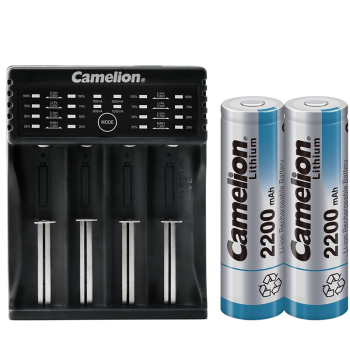 飞狮（Camelion）LBC-321 4槽 锂电池 镍氢 智能快充充电套装 配2节高容量18650 2200毫安时 手电筒/风扇