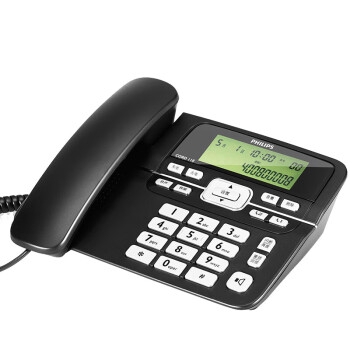飞利浦 电话机座机 固定电话 办公家用 一键拨号 长距离免提 来电显示 CORD118商务版黑色