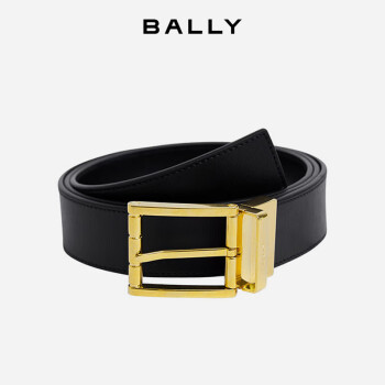 巴利（BALLY）男士黑色荔枝纹皮革腰带 6304876 110