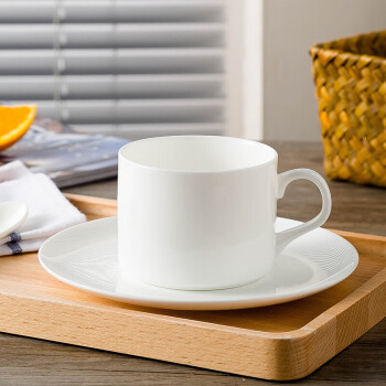 陶相惠 陶瓷咖啡杯碟 欧式咖啡具套装 一杯一碟一勺纯白骨瓷咖啡杯