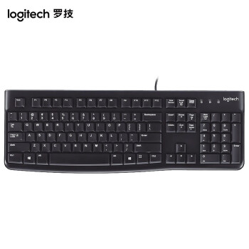 罗技（Logitech）有线键盘 全尺寸键盘USB连接笔记本电脑台式机办公键盘带小数字键盘防泼溅家用办公 K120 黑色  