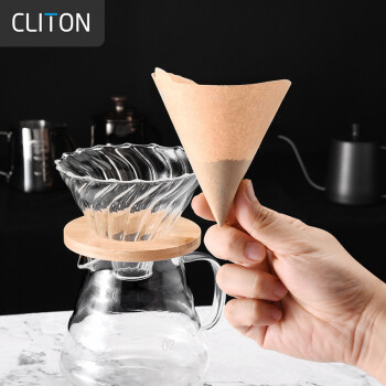 CLITON咖啡滤纸 便携滴漏式手冲咖啡粉过滤网过滤V型滤杯用滤纸50张