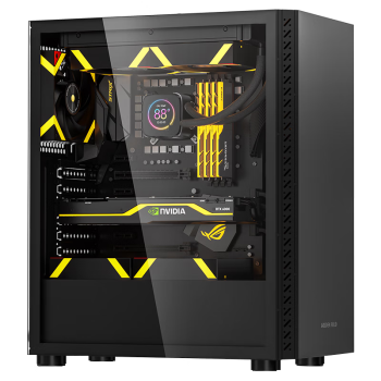 金河田（Golden field）预见 DB01 黑色 钢化玻璃侧透 宽体台式电脑主机箱 支持ATX大主板/8风扇位/240冷排