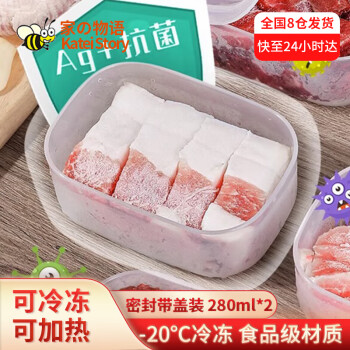 家の物语（KATEI STORY）日本抗菌冷冻保鲜盒食品级便携冰箱收纳盒冷冻肉备菜分装盒2个