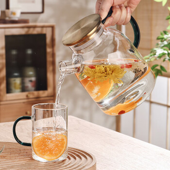格娜斯玻璃泡茶壶煮茶器耐高温下午茶花果茶壶大容量冷水凉水壶1500ml