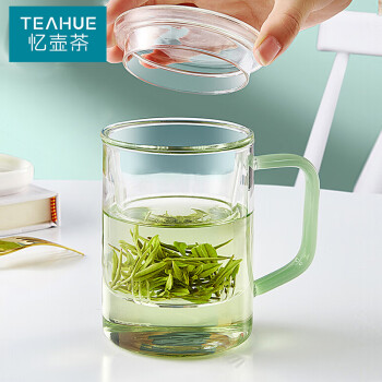 忆壶茶耐热玻璃杯绿茶杯加厚带把大容量茶水分离泡花茶杯办公家用带过滤