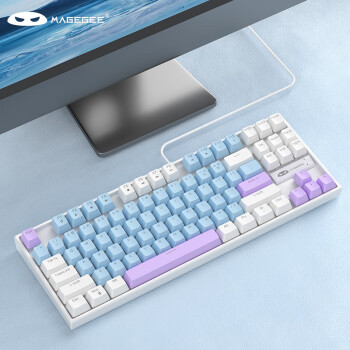 MageGeeMK-STAR 87键游戏键盘 拼装迷你键盘 无数字键盘 电竞lol机械键盘 有线背光电脑外设键盘 白蓝青轴