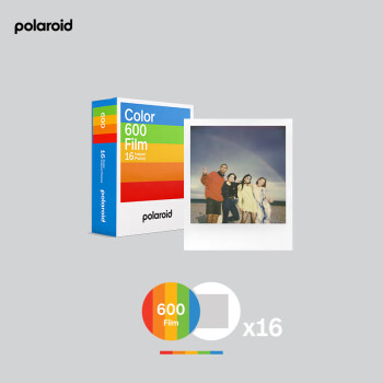 宝丽来（Polaroid）拍立得相纸600型 一次成像相纸 白色边框彩色胶片 16张 双包装（Now+相机适用）