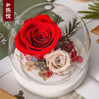 L'amour永生花红玫瑰礼盒玻璃罩情人节生日礼物鲜同城配送女友爱老婆表白