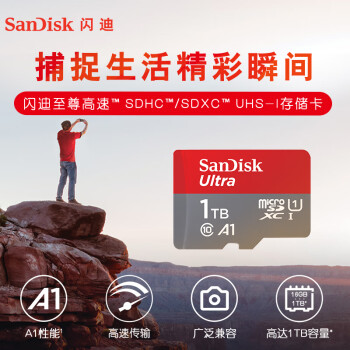 闪迪（SanDisk）1TB TF（MicroSD）内存卡 A1 U1 C10 至尊高速移动版存储卡 读速150MB/s 手机平板游戏机内存卡