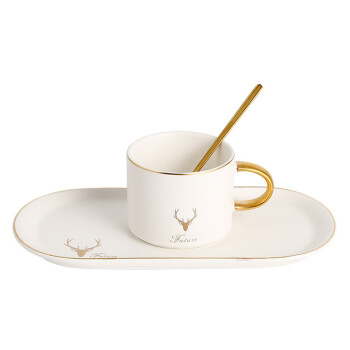 粉红丸子陶瓷咖啡杯套装FH-YH1558（白色） 早餐杯碟套装 陶瓷马克杯