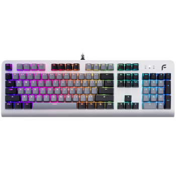 迪摩（DEARMO）F31机械键盘有线键盘游戏键盘104键RGB背光键盘吃鸡键盘电脑键盘 太空银 青轴