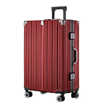 楚戎 铝杆行李箱万向轮拉杆箱 行李箱登机行李箱 升级款酒红色24吋