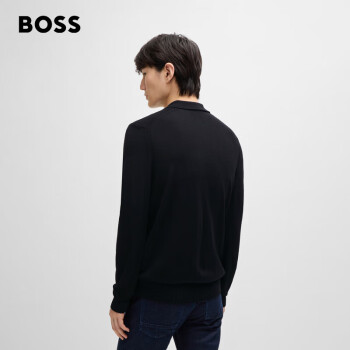 BOSS【礼物】 男士秋季2024新款刺绣徽标羊毛混纺Polo领毛衣