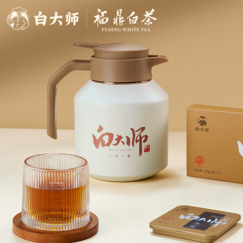 白大师茶叶白茶2017年寿眉小方片方片壶组合装福鼎老白茶礼盒120g饼干茶