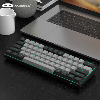 MageGee MK-STAR 迷你便携键盘 61键程序员机械键盘 拼装有线办公键盘 台式笔记本电脑键盘 黑灰混搭 青轴