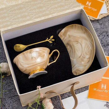 骏十七 LIU咖啡杯子gu瓷下午茶茶具套装 咖啡杯+碟勺 礼盒装